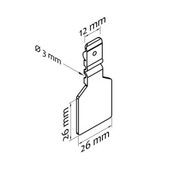 Etykieta na hak podwójny plastikowy lub metalowy pod naklejkę, drut Ø 3,0 mm