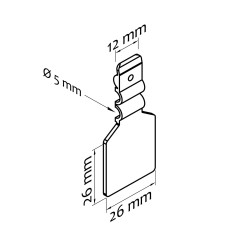 Etykieta na hak podwójny plastikowy lub metalowy pod naklejkę, drut Ø 5 mm