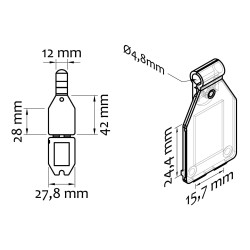 Etykieta na hak podwójny plastikowy lub metalowy z kieszonką, drut Ø 3,8 mm